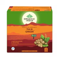 Чай туласи с имбирем, 50 пакетиков, Органик Индия; Tulsi Tea with Ginger, 50 bags, Organic India